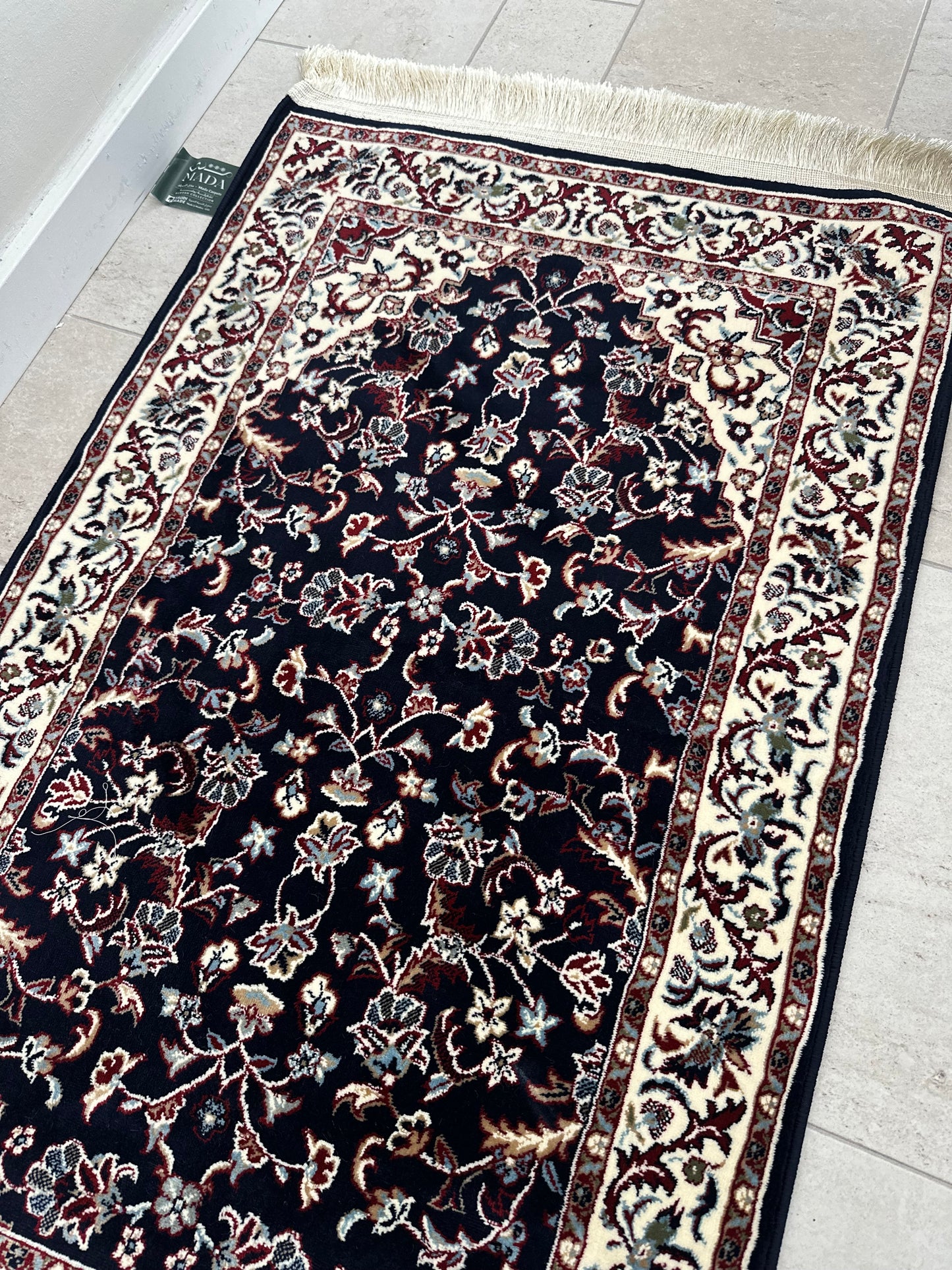 rawdah sajjadah - deep blue and burgundy